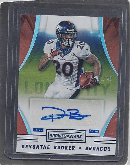 DEVONTAE BOOKER 2016 ROOKIES & STARS LONGEVITY BLUE ROOKIE AUTO RC #D 17/48