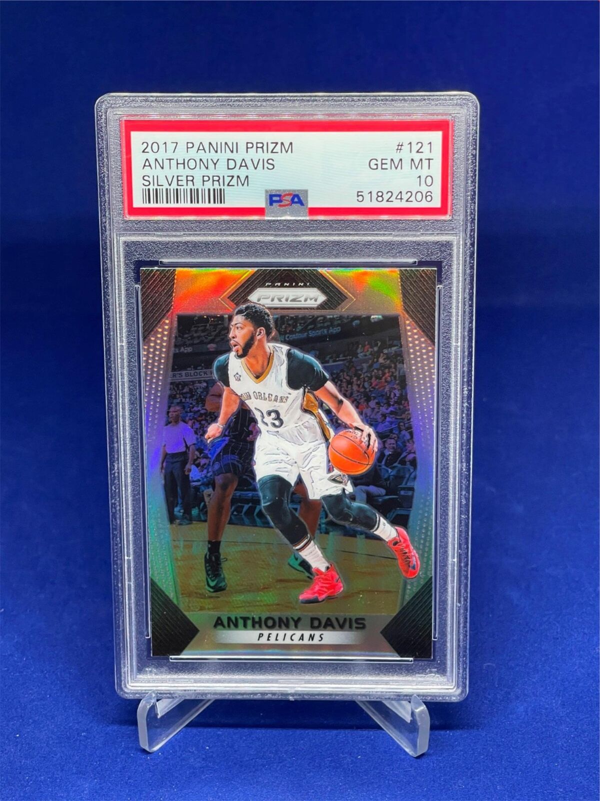 ANTHONY DAVIS 2017-18 PANINI PRIZM SILVER PRIZMS #121 PSA 10 GEM MINT