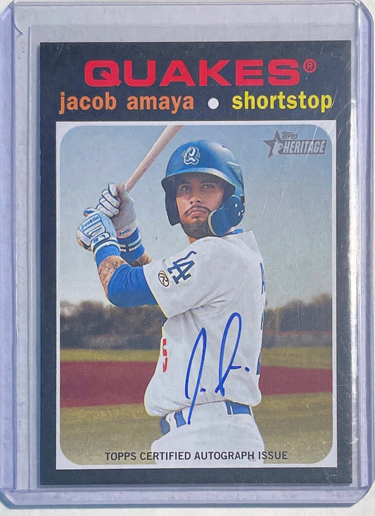 JACOB AMAYA 2020 TOPPS HERITAGE MINORS PROSPECT ON CARD AUTO #ROA-JA