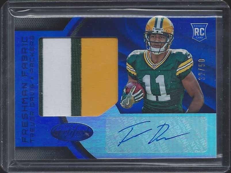 TREVOR DAVIS 2016 CERTIFIED FRESHMAN FABRIC MIRROR BLUE PATCH AUTO RC #D 32/50