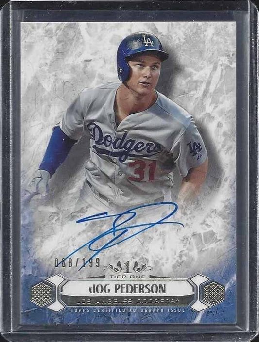 JOC PEDERSON 2016 TOPPS TIER ONE DODGERS ON CARD AUTO #D 68/199