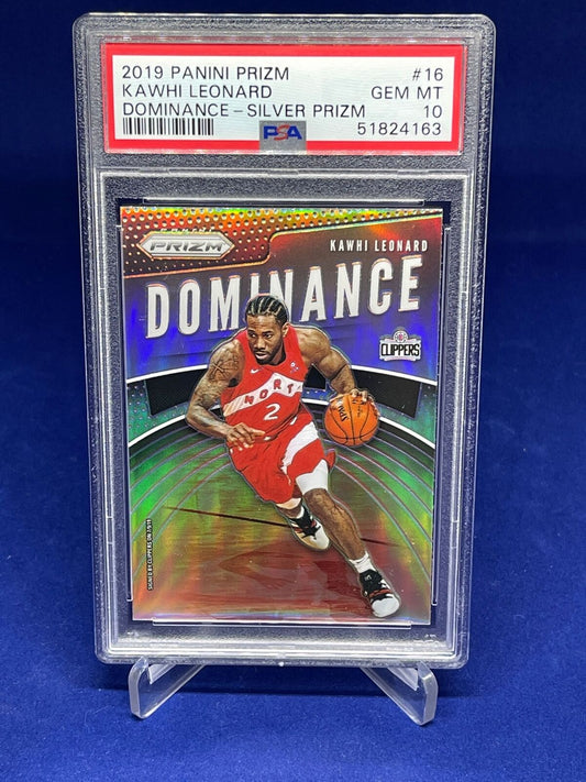KAWHI LEONARD 2019-20 PANINI PRIZM DOMINANCE SILVER PRIZMS #16 PSA 10 GEM MINT