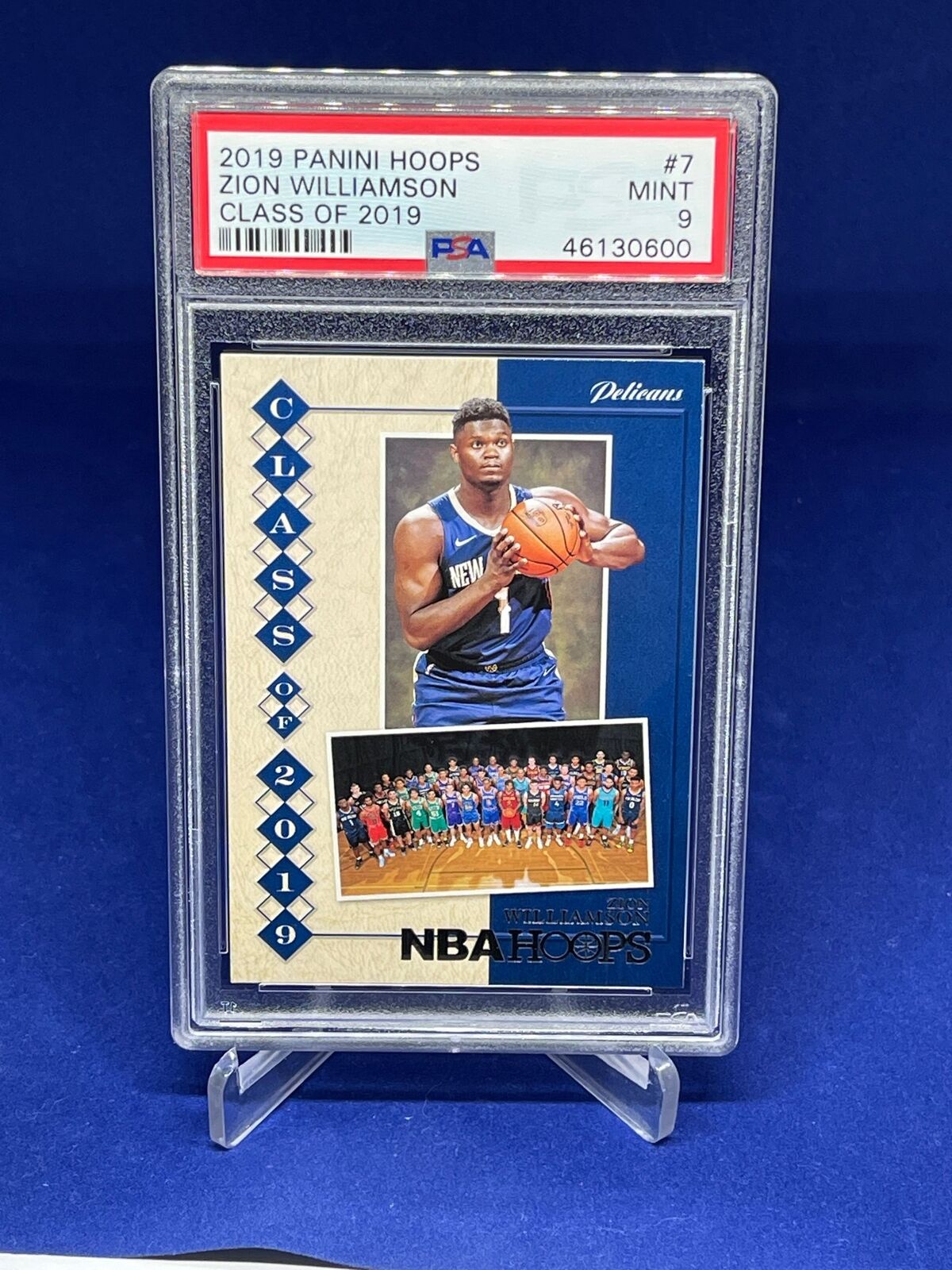 ZION WILLIAMSON 2019-20 PANINI NBA HOOPS CLASS OF 2019 RC ROOKIE #7 PSA 9 MINT