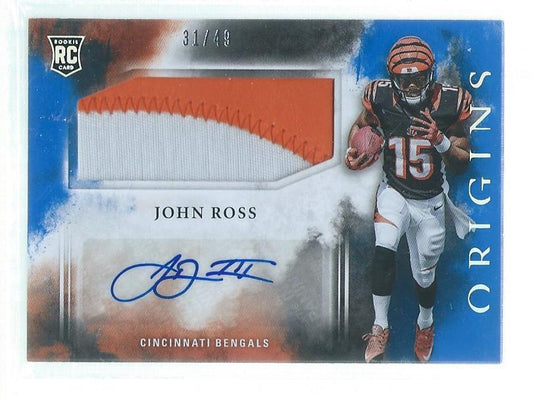 JOHN ROSS III 2017 PANINI ORIGINS 2 COLOR PATCH AUTO BLUE RC #D 31/49