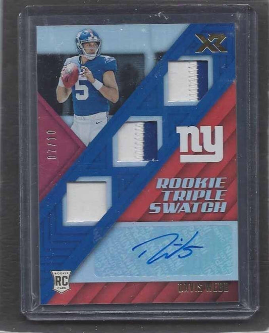 DAVIS WEBB 2017 PANINI XR TRIPLE SWATCH ORANGE PATCH AUTO RC #D 7/10