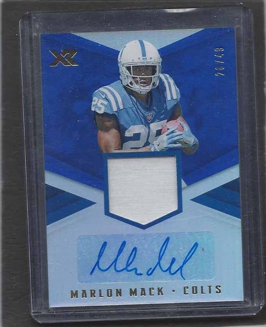 MARLON MACK 2017 PANINI XR BLUE COLTS ROOKIE PATCH AUTO RC #D 28/49