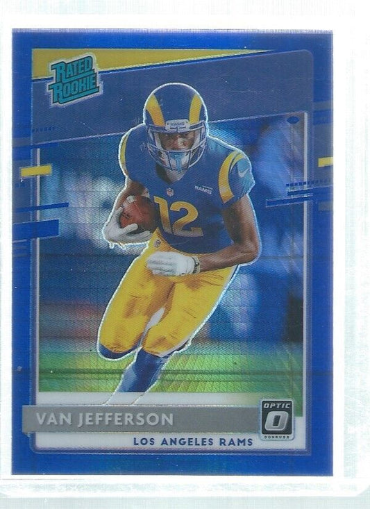 VAN JEFFERSON 2020 DONRUSS OPTIC HOLO RATED ROOKIE BLUE HYPER RC #176