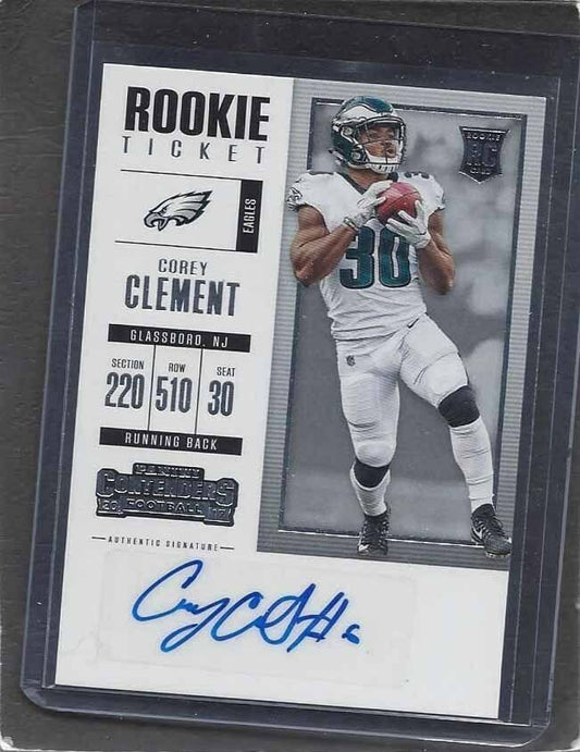 COREY CLEMENT 2017 CONTENDERS ROOKIE TICKET EAGLES AUTO RC #123