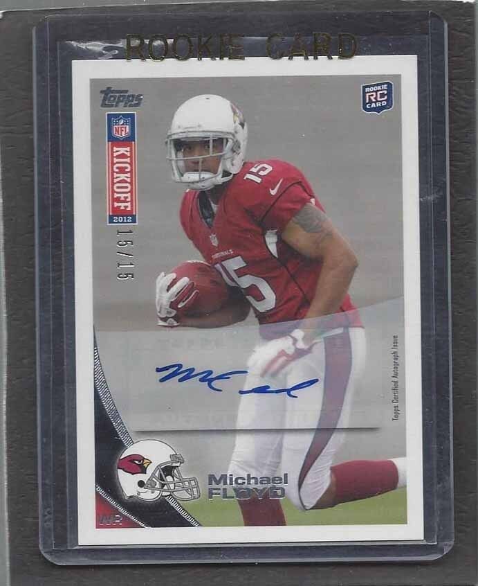1/1 MICHAEL FLOYD 2012 TOPPS KICKOFF ROOKIE AUTO RC #D 15/15 JERSEY NUMBER #15 !