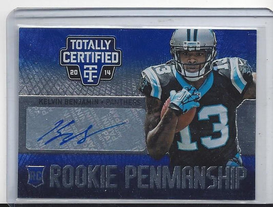 KELVIN BENJAMIN 2014 TOTALLY CERTIFIED ROOKIE PENMANSHIP BLUE AUTO RC #D 23/25