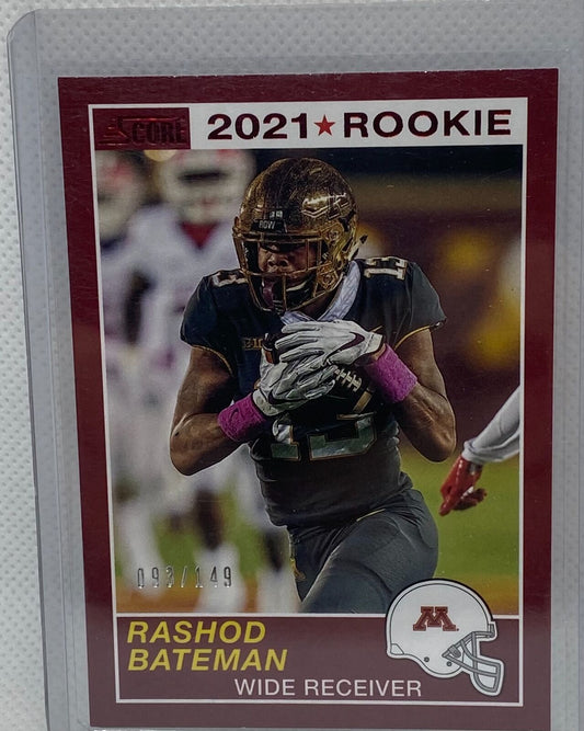 RASHOD BATEMAN 2021 PANINI CHRONICLES SCORE DRAFT PICKS RED RC #D 093/149