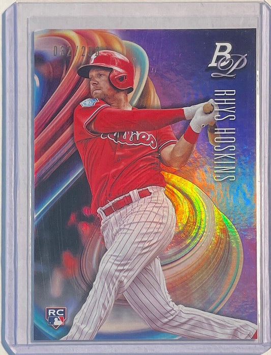 RHYS HOSKINS 2018 BOWMAN PLATINUM PURPLE ROOKIE RC #D 032/250