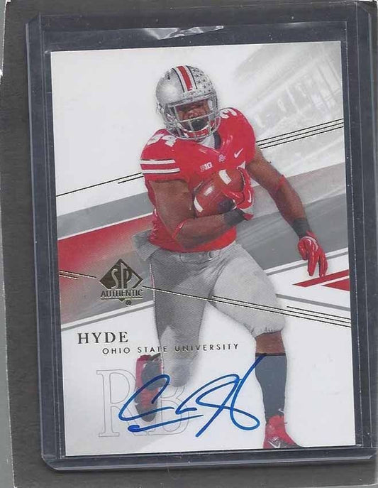CARLOS HYDE 2014 SP AUTHENTIC OHIO STATE BUCKEYES ON CARD ROOKIE AUTO RC #21
