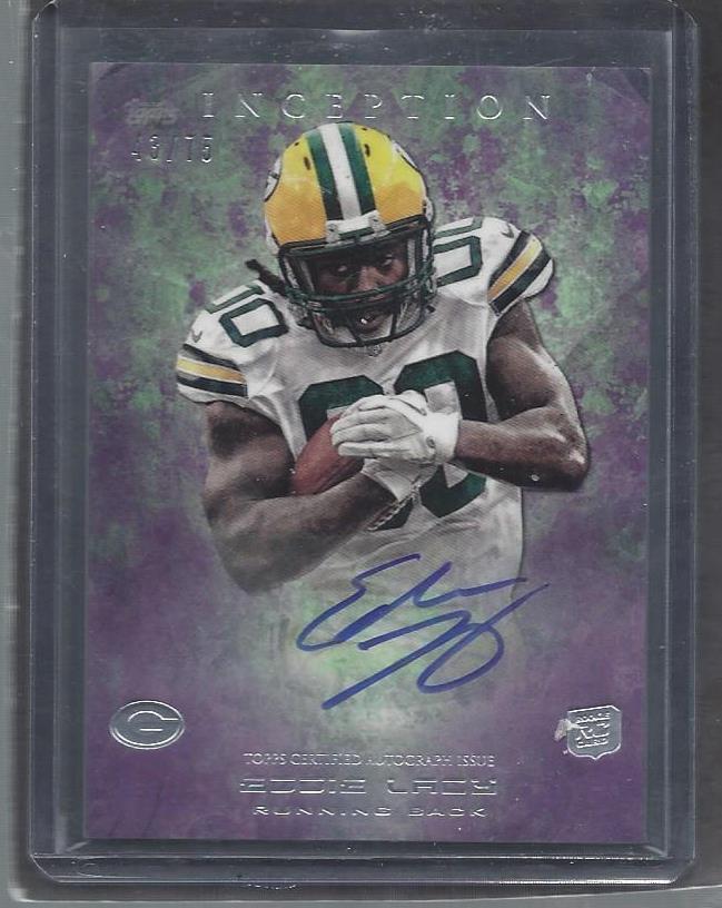 EDDIE LACY 2013 TOPPS INCEPTION PURPLE PACKERS ROOKIE ON CARD AUTO RC #D 43/75
