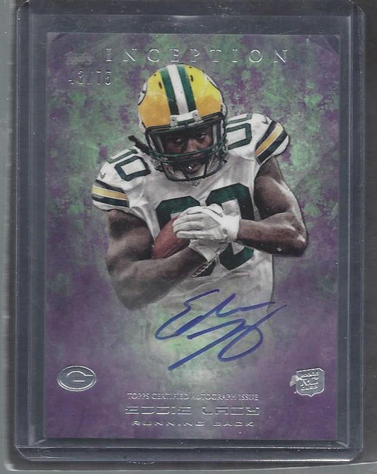 EDDIE LACY 2013 TOPPS INCEPTION PURPLE PACKERS ROOKIE ON CARD AUTO RC #D 43/75