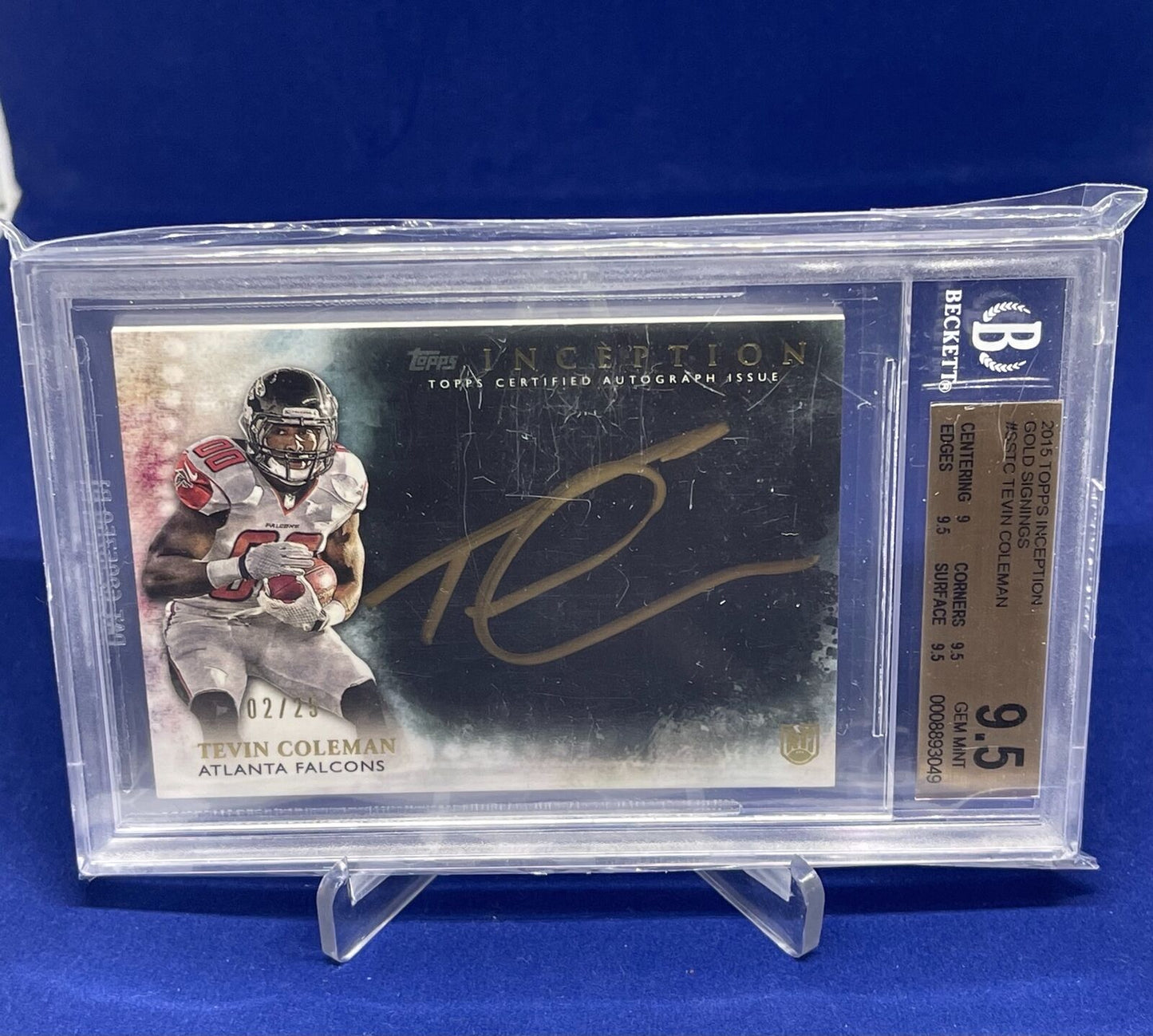 TEVIN COLEMAN 2015 TOPPS INCEPTION GOLD SIGNINGS AUTO RC #D 2/25 BGS 9.5 10 AUTO
