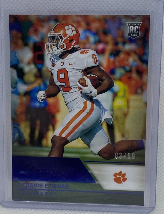 TRAVIS ETIENNE 2021 PANINI CHRONICLES PRESTIGE DRAFT PICKS BLUE RC #D 83/99