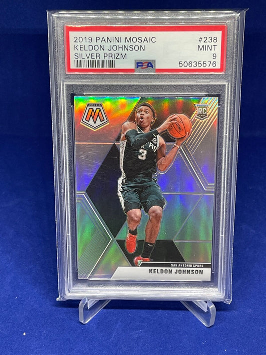 KELDON JOHNSON 2019-20 PANINI MOSIAC SILVER PRIZM ROOKIE RC #238 PSA 9 MINT