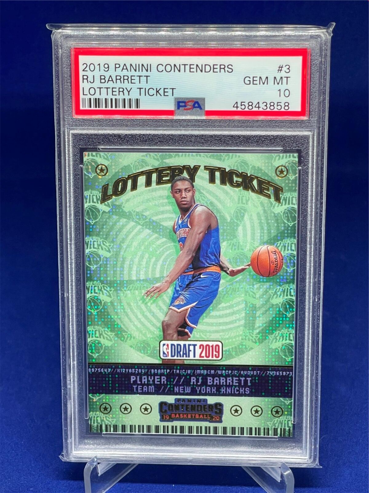 RJ BARRETT 2019-20 PANINI CONTENDERS LOTTERY TICKET SPECKLE ROOKIE RC #3 PSA 10