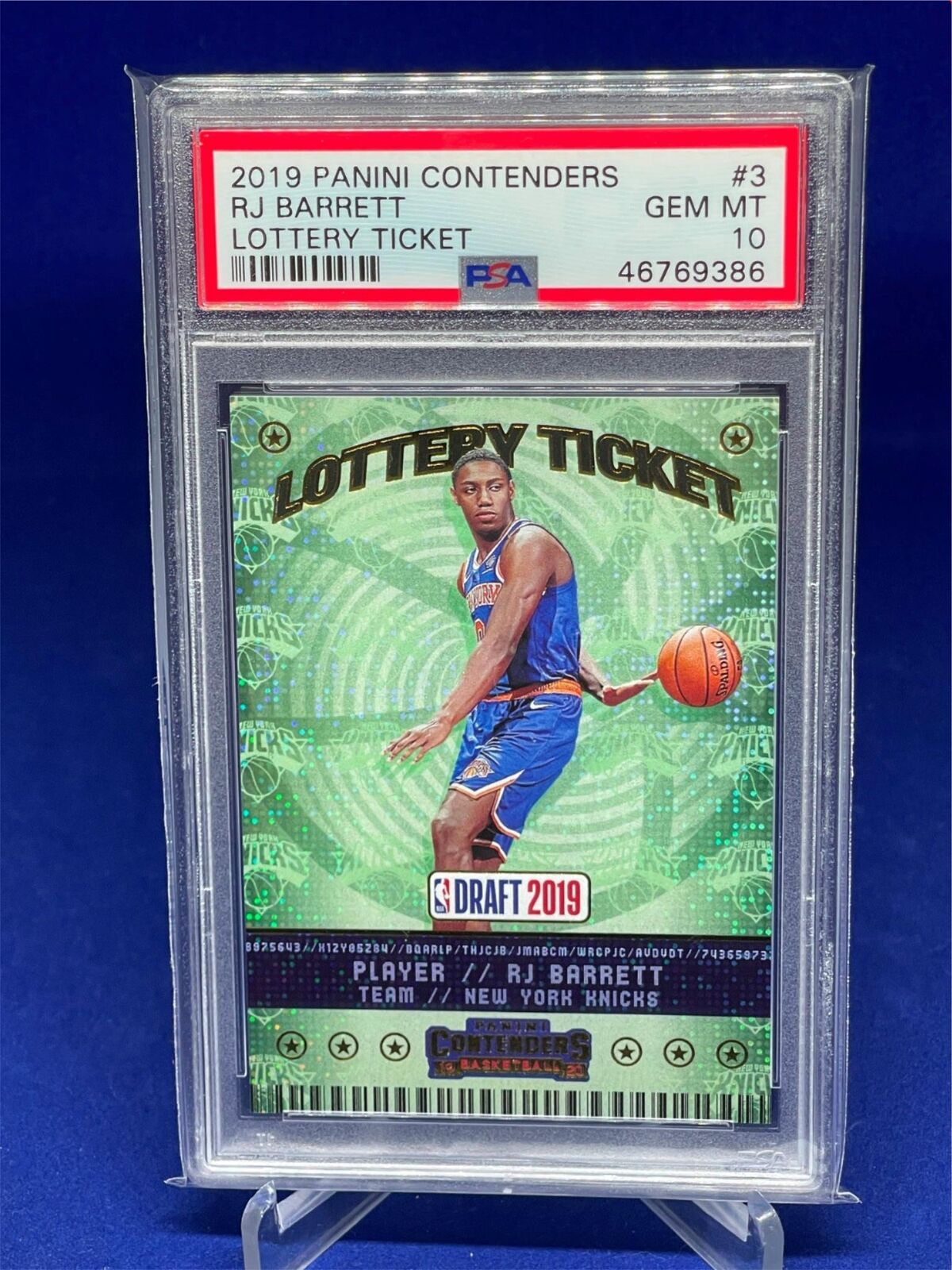 RJ BARRETT 2019-20 PANINI CONTENDERS LOTTERY TICKET SPECKLE ROOKIE RC #3 PSA 10