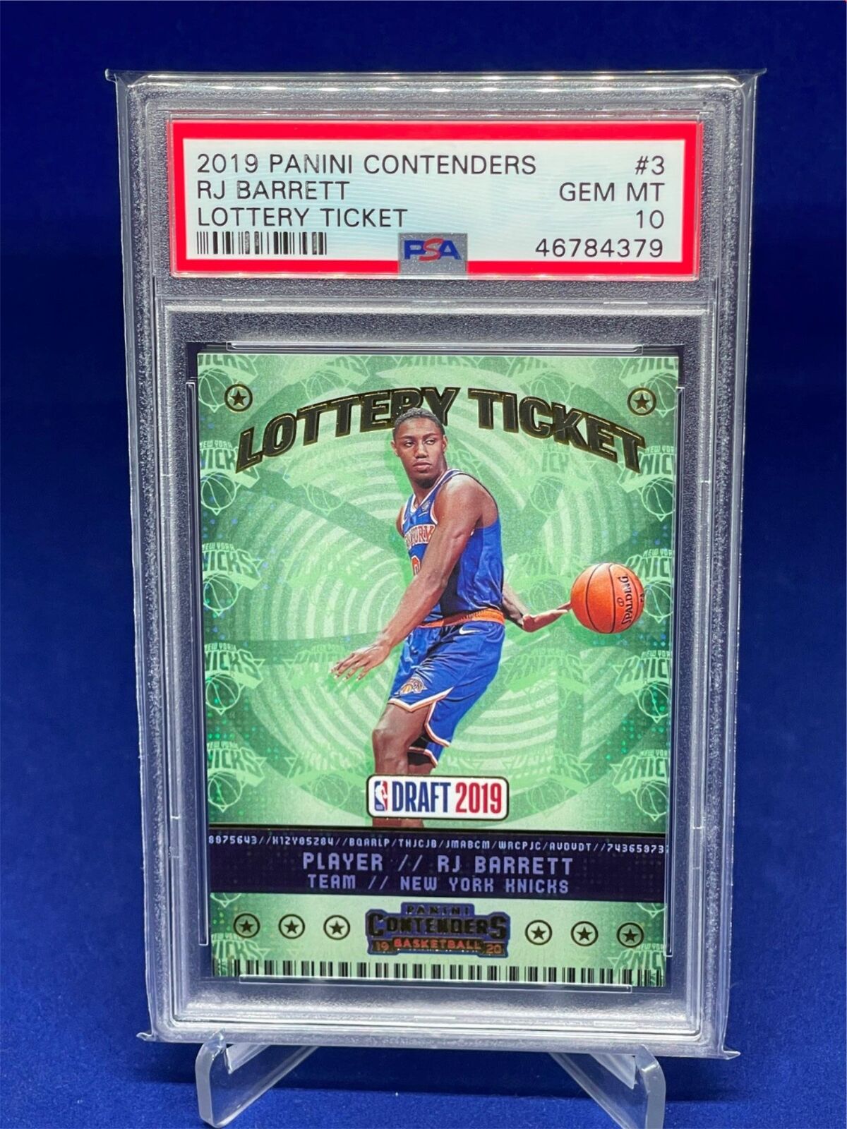 RJ BARRETT 2019-20 PANINI CONTENDERS LOTTERY TICKET SPECKLE ROOKIE RC #3 PSA 10