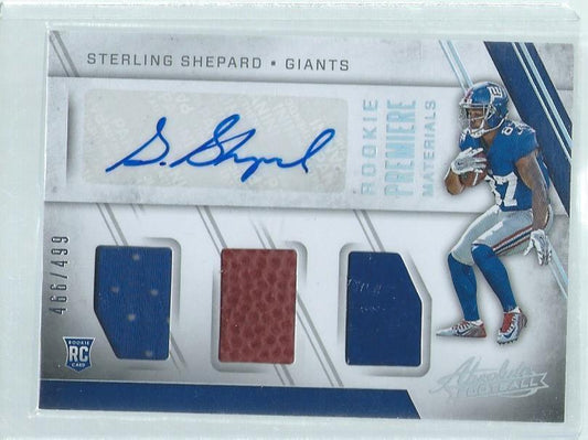 STERLING SHEPARD 2016 PANINI ABSOLUTE TRIPLE JERSEY AUTO RC #D 466/499