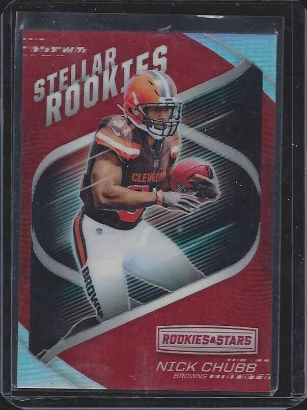 NICK CHUBB 2018 PANINI ROOKIES & STARS STELLAR ROOKIES RED PRIZM RC #D /99