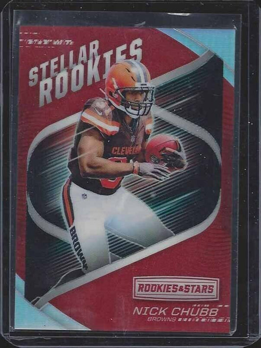 NICK CHUBB 2018 PANINI ROOKIES & STARS STELLAR ROOKIES RED PRIZM RC #D /99