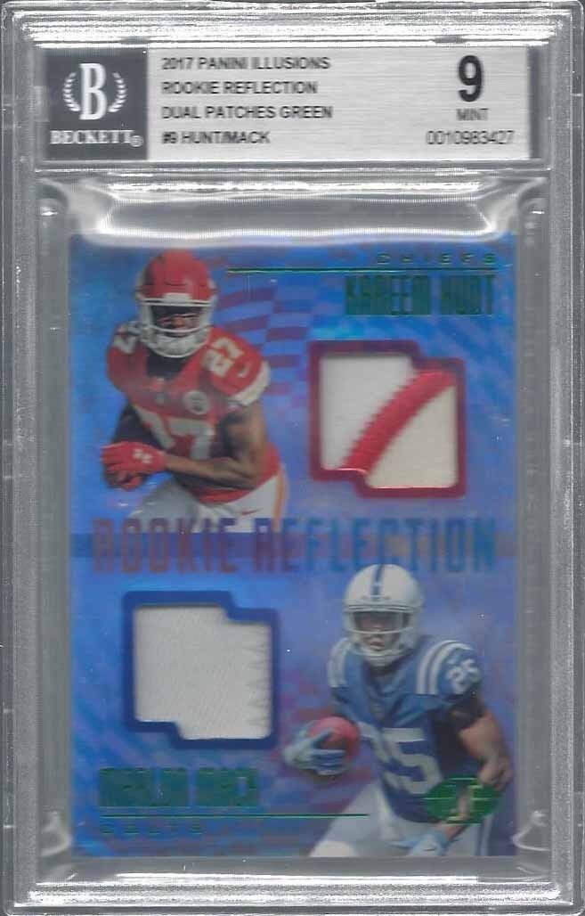MARLON MACK KAREEM HUNT 2017 ILLUSIONS REFLECTION GREEN LOGO PATCH RC /5 BGS 9