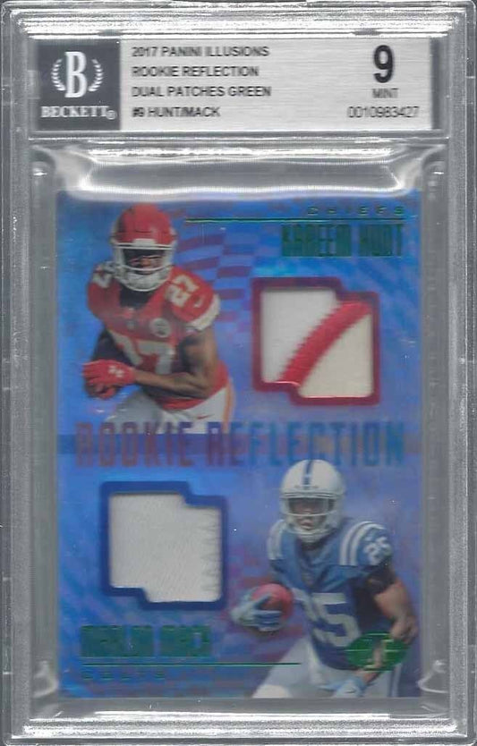 MARLON MACK KAREEM HUNT 2017 ILLUSIONS REFLECTION GREEN LOGO PATCH RC /5 BGS 9