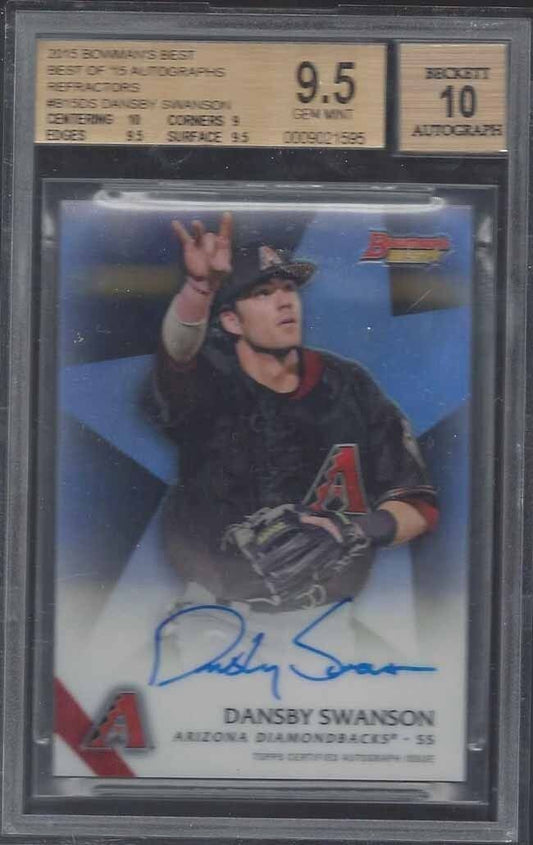 DANSBY SWANSON 2015 BOWMANS BEST OF '15 REFRACTOR ON CARD AUTO BGS 9.5 w 10 AUTO