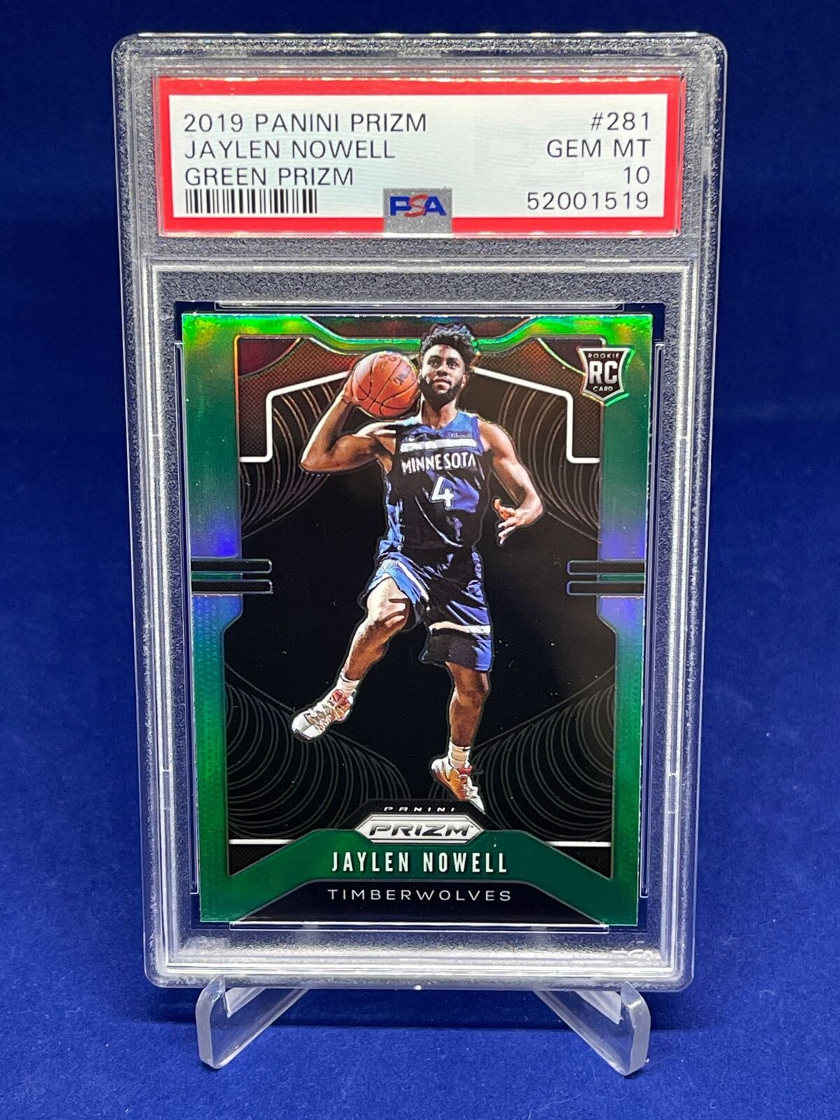 JAYLEN NOWELL 2019-20 PANINI PRIZM GREEN PRIZMS ROOKIE RC #281 PSA 10 GEM MINT