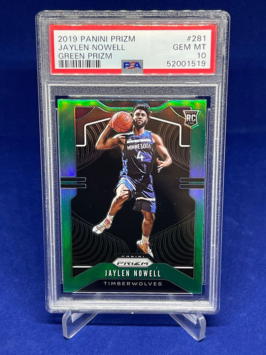 JAYLEN NOWELL 2019-20 PANINI PRIZM GREEN PRIZMS ROOKIE RC #281 PSA 10 GEM MINT
