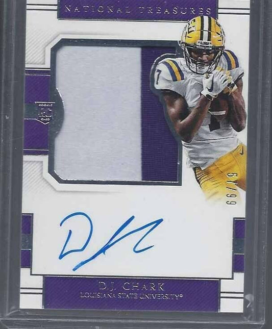 D.J. CHARK 2018 NATIONAL TREASURES JUMBO LSU RPA ROOKIE PATCH AUTO RC #D 57/99