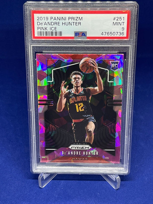 DE'ANDRE HUNTER 2019-20 PANINI PRIZM PINK ICE PRIZMS ROOKIE RC #251 PSA 9 MINT