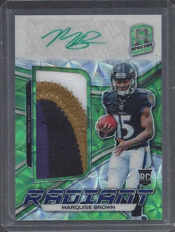 MARQUISE BROWN 2019 SPECTRA RADIANT NEON GREEN RPA 4 CLR PATCH AUTO RC #D 38/50