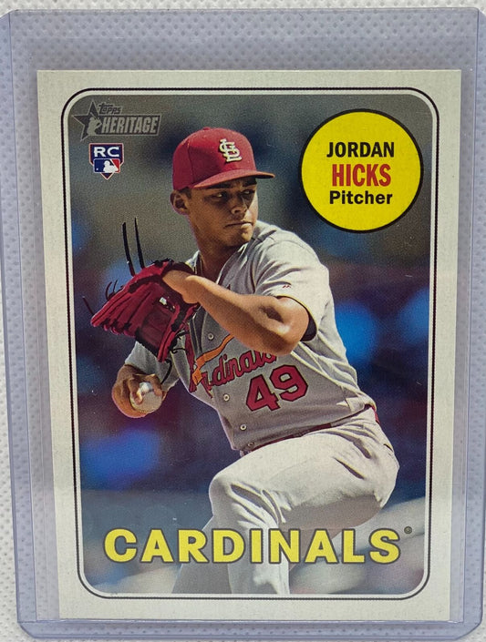 JORDAN HICKS 2018 TOPPS HERITAGE ACTION ROOKIE RC #620