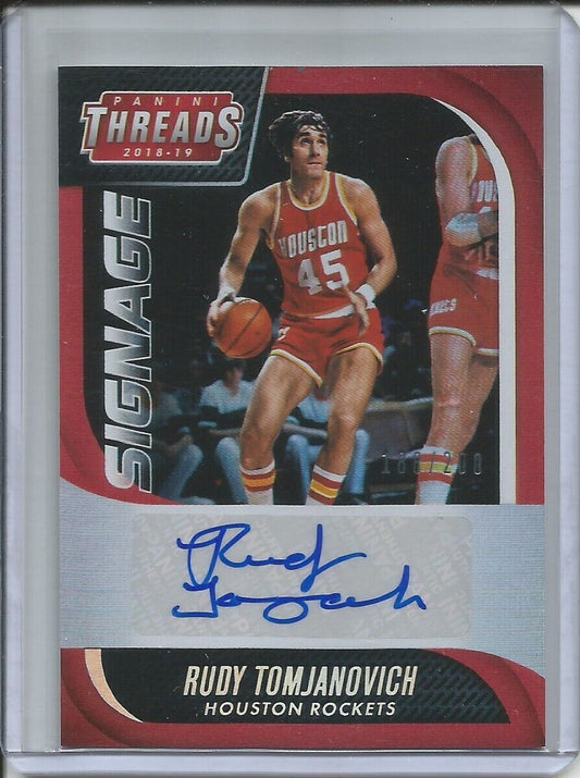 RUDY TOMJANOVICH 2018-19 PANINI THREADS SIGNAGE AUTO #D 188/200