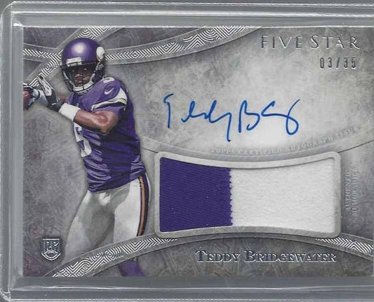 TEDDY BRIDGEWATER 2014 TOPPS 5 FIVE STAR RPA JUMBO ROOKIE PATCH AUTO RC #D 3/35