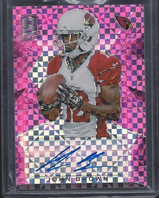 JOHN BROWN 2015 PANINI SPECTRA SIGNATURES NEON PINK PRIZM CARDINALS AUTO #D 3/10