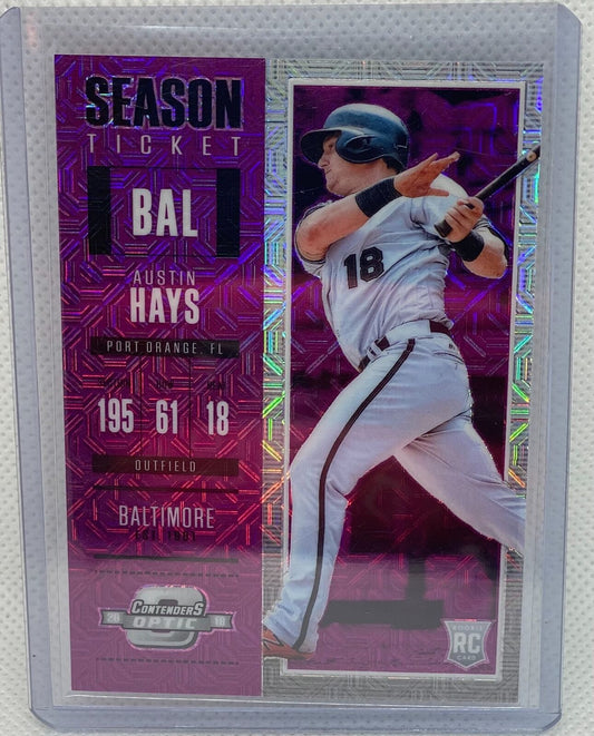 AUSTIN HAYS 2018 PANINI OPTIC CONTENDERS SEASON TICKET PURPLE PRIZM RC #D 38/99