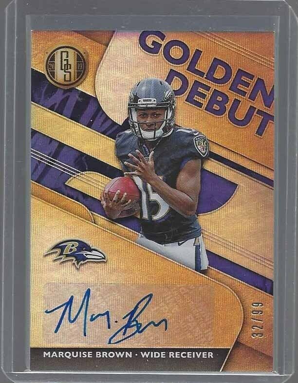 MARQUISE BROWN 2019 GOLD STANDARD GOLDEN DEBUT ROOKIE AUTO RC #D 32/99