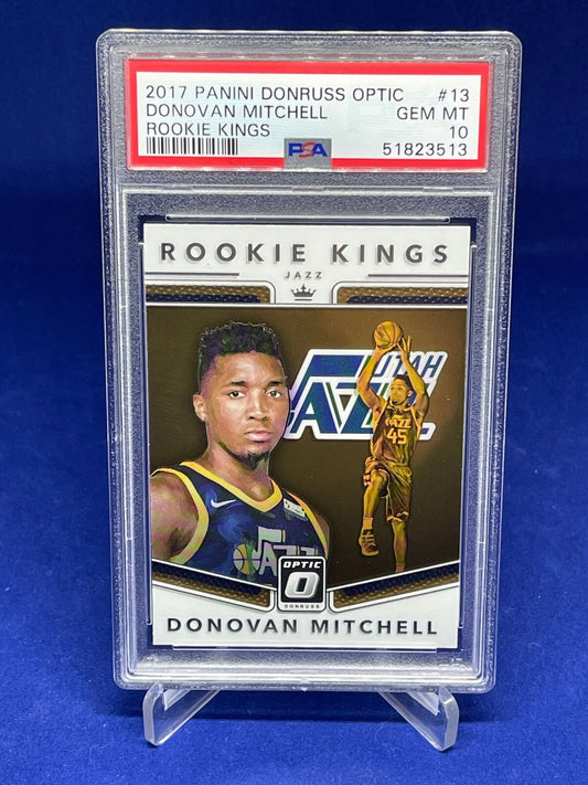 DONOVAN MITCHELL 2017-18 PANINI DONRUSS OPTIC ROOKIE KINGS RC #13 PSA 10