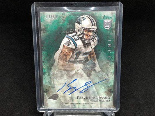 KELVIN BENJAMIN 2014 TOPPS INCEPTION GREEN ON CARD AUTO RC #D 14/99
