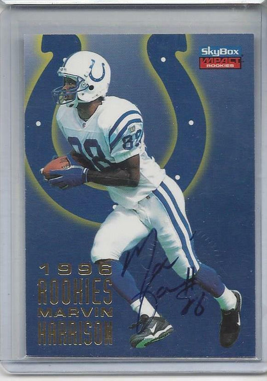 MARVIN HARRISON 1996 SKYBOX IMPACT COLTS ON CARD ROOKIE AUTO RC #4