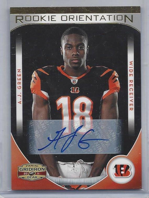 A.J. GREEN 2011 ROOKIES & STARS ROOKIE ORIENTATION GOLD BENGALS AUTO RC #D 10/10