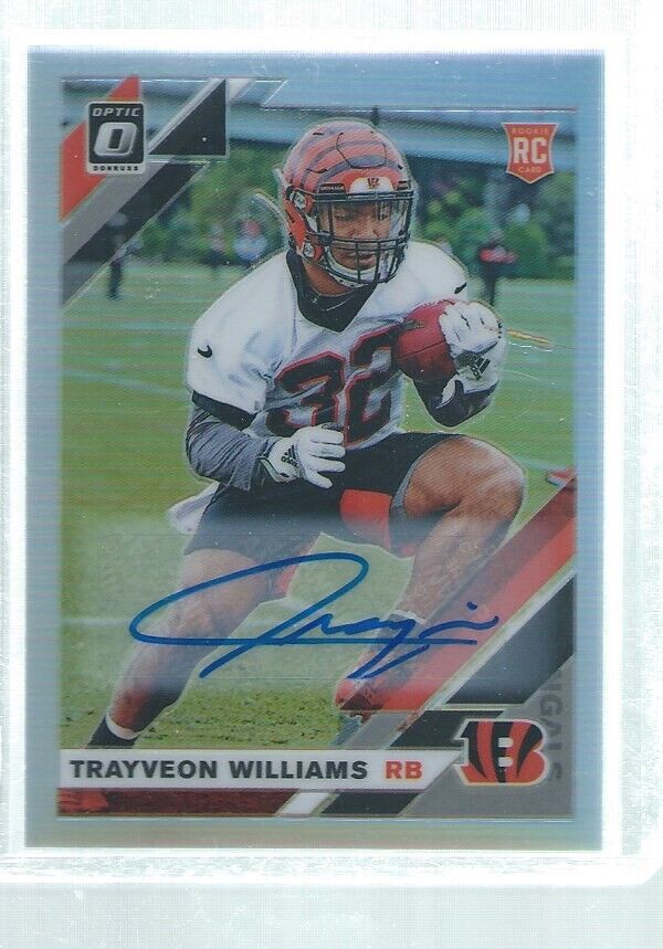 TRAYVEON WILLIAMS 2019 DONRUSS OPTIC AUTO SILVER HOLO PRIZM ROOKIE RC #D 58/99