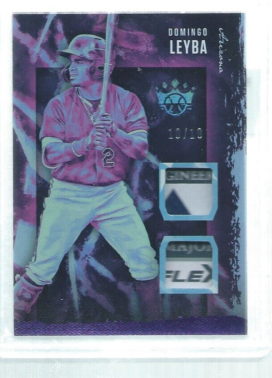 DOMINGO LEYBA 2020 DIAMOND KINGS DUAL MAJESTIC PATCH PURPLE PROSPECT #D 10/10