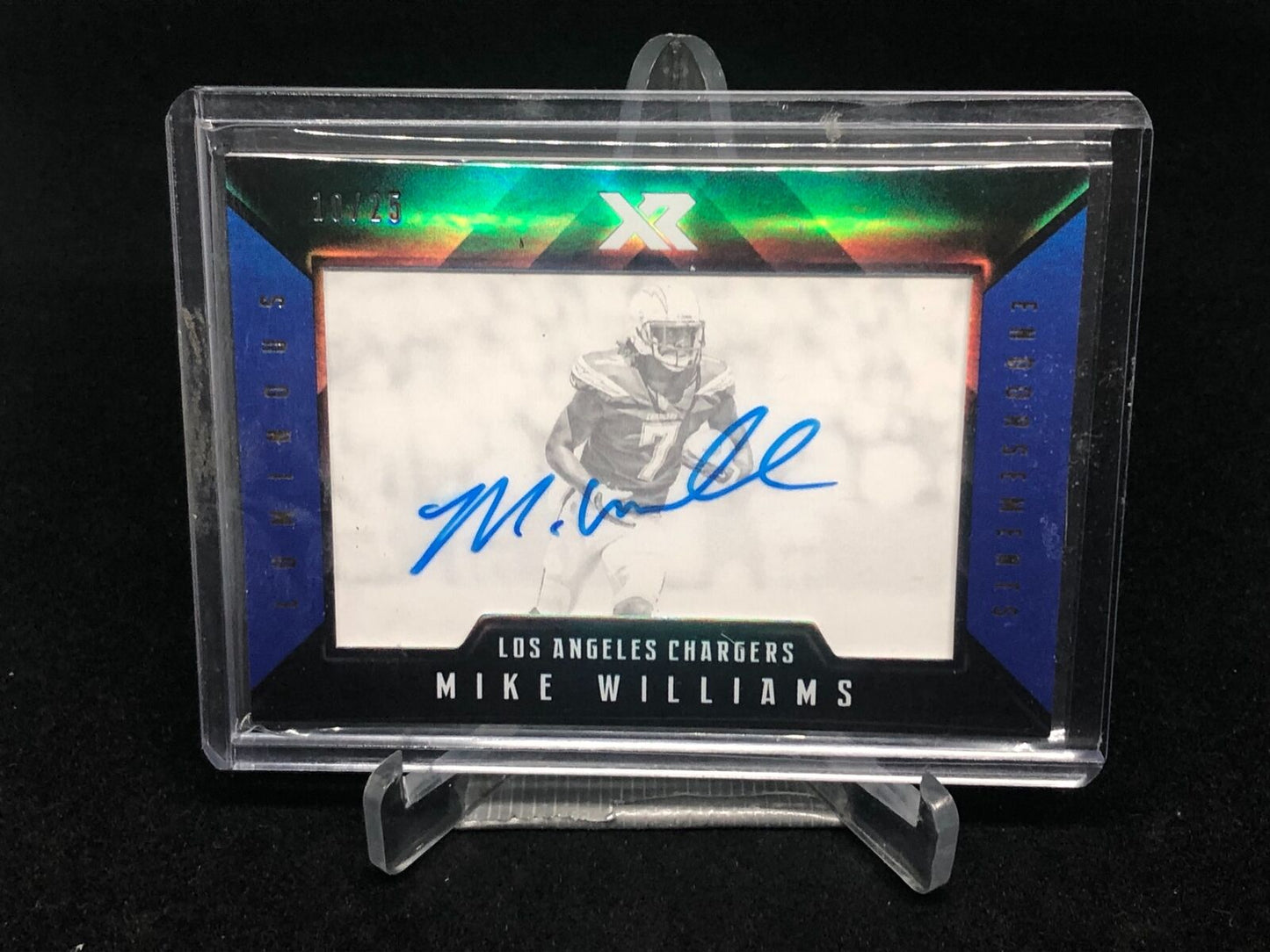 MIKE WILLIAMS 2017 PANINI XR LUMINOUS ENDORSEMENTS ON CARD AUTO RC #D 10/25