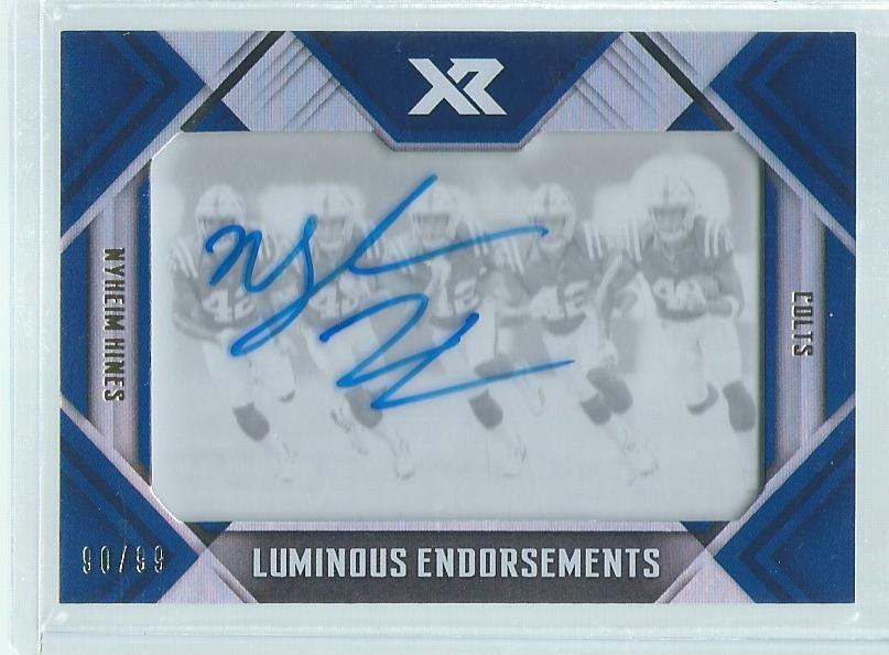 NYHEIM HINES 2018 PANINI XR LUMINOUS ENDORSEMENTS ON CARD AUTO RC #D 90/99